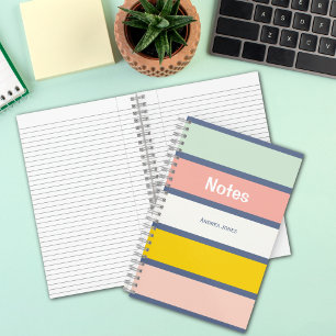 Carnet Fille colorée Pastel Monogrammed Nom complet Notes