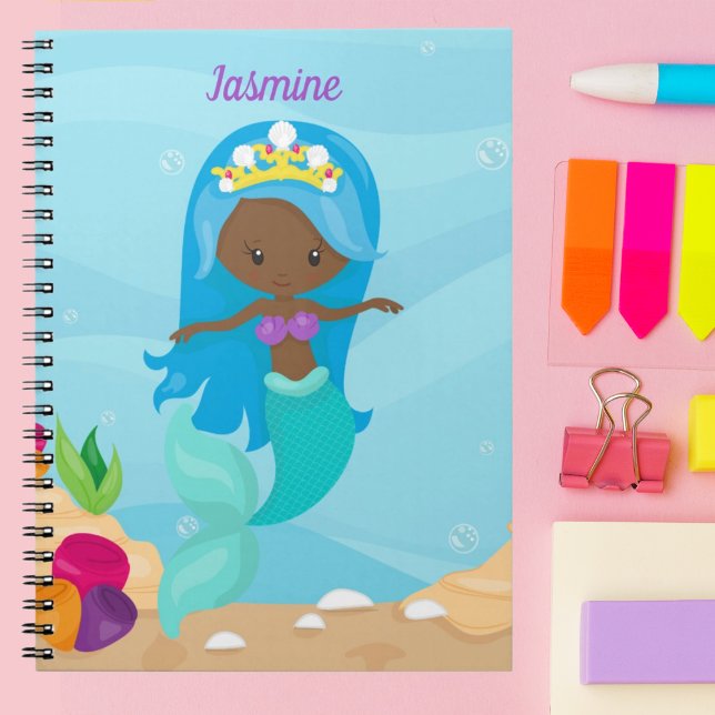 Carnet Fille de sirène afro-américaine mignonne enfants p (Créateur téléchargé)