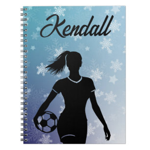 Carnet Fille de soccer Personnalisé Hiver Ombre Flocon de