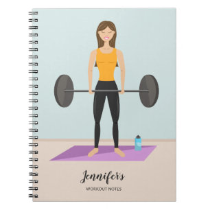 Carnet Fille de sport intense dessin personnalisable Fitn