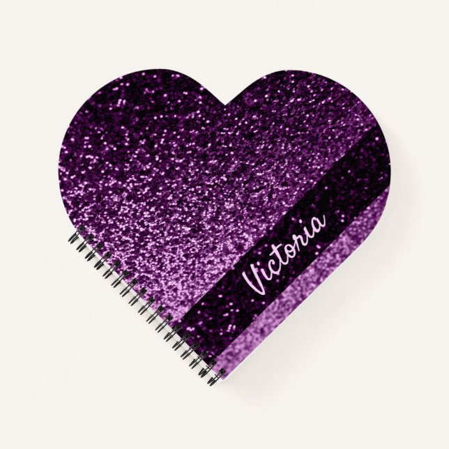 Carnet Fille du nom de la parties scintillant violette (Devant)