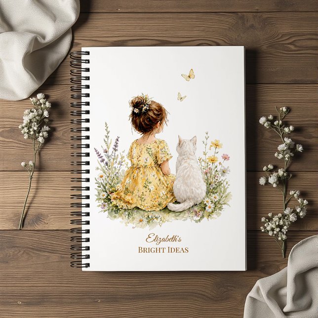 Carnet Fille et chat blanc (Créateur téléchargé)