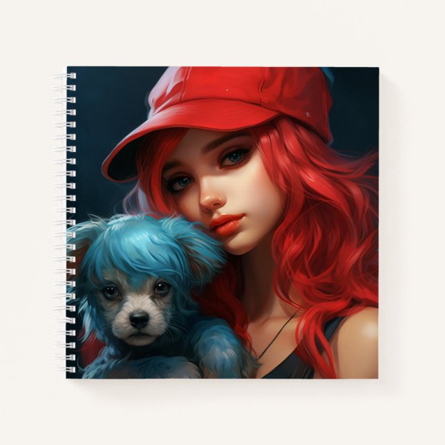 Carnet -Fille et son chien -4 Notebook (Front)