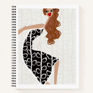 Carnet Fille heureuse dansant en noir et blanc amoureuse 