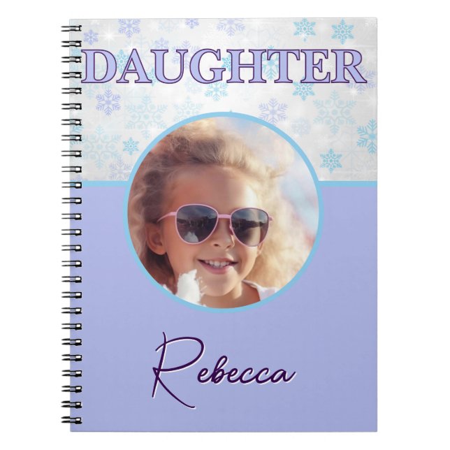 Carnet Fille Hiver Gelée Flocon de neige Pastel Nom photo (Devant)