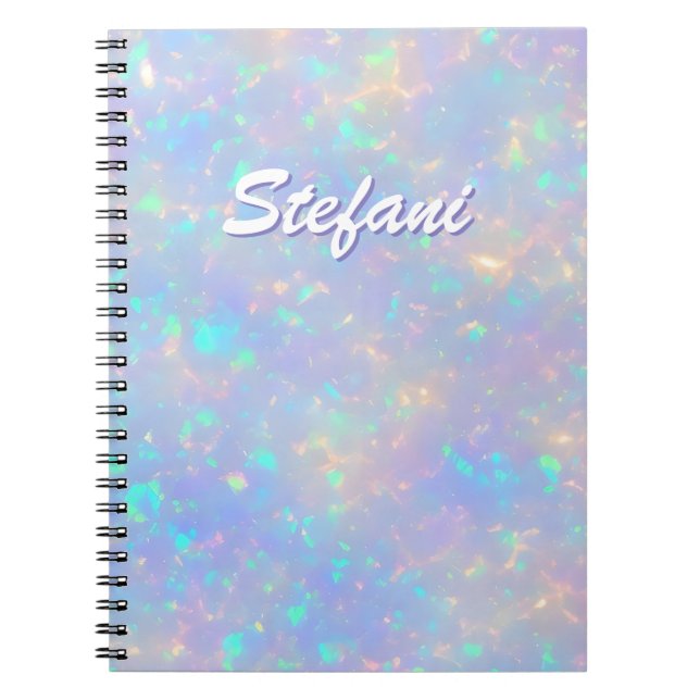 Carnet Fille holographique scintillement opale irisé mono (Devant)