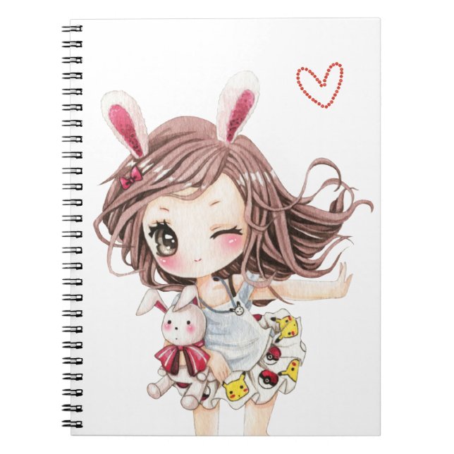 Carnet Fille mignonne de chibi de lapin (Devant)