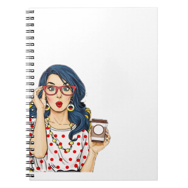 Carnet Fille mignonne tenant la tasse de café (Devant)