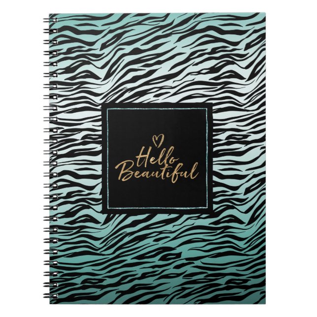 Carnet Fille Mint Black Zebra Imprimer Ombre Bonjour bell (Devant)