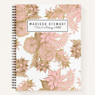 Carnet Fille Moderne Blush Rose Blanc Or Floral