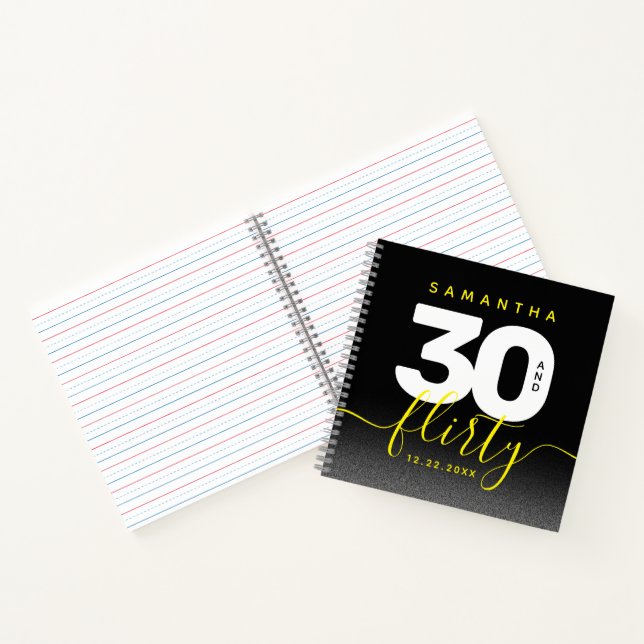 Carnet Fille moderne brillant Jaune 30 et Flirty (Intérieur)