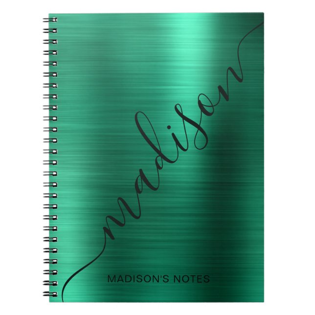 Carnet Fille moderne métal vert signature Monogramme (Devant)