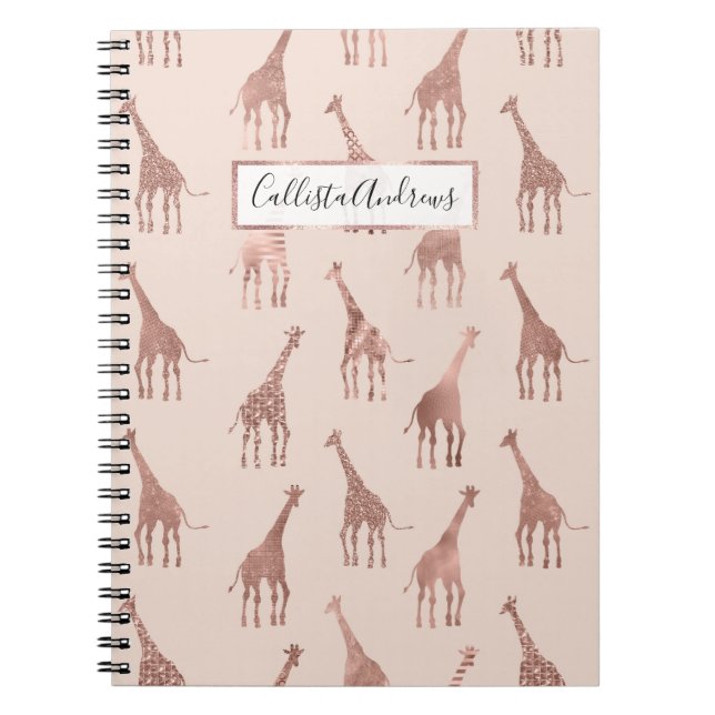 Carnet Fille moderne Rose Or Blush Giraffes rose (Devant)
