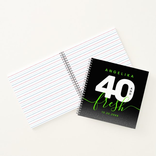 Carnet Fille moderne vert brillant 40 et frais (Intérieur)