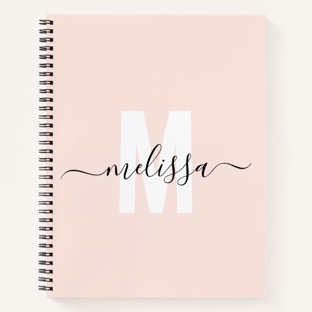 Carnet Fille Monogramme Calligraphie Blush (Devant)