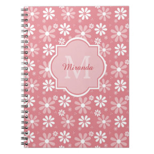 Carnet Fille Monogramme Joli Rose Fleurs De Faisée Avec N