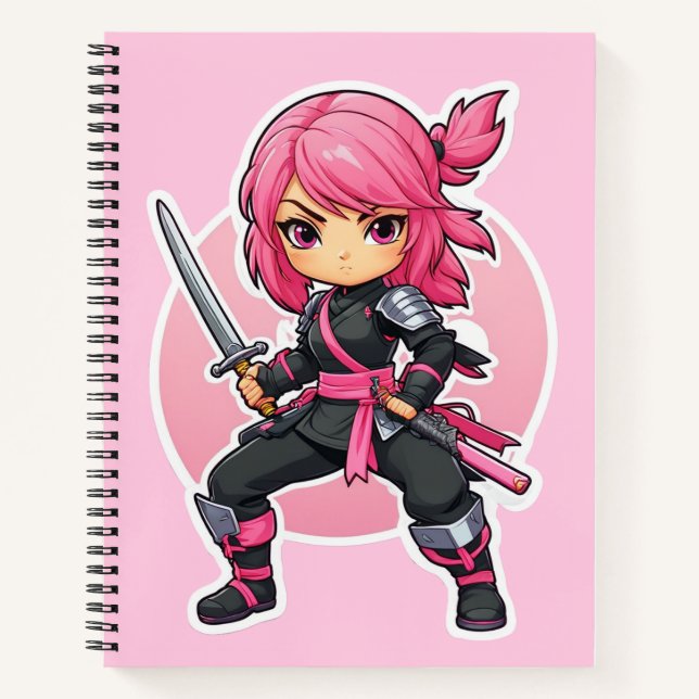 Carnet Fille Ninja rose (Devant)
