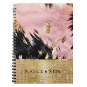 Carnet Fille Rose Black Gold Cowgirl Cowhide