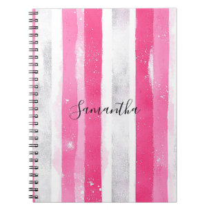 Carnet Fille rose blanc Abstrait rayures