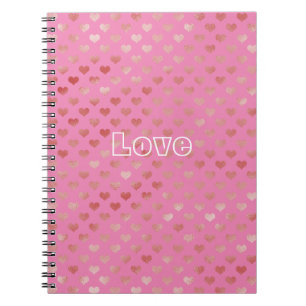 Carnet Fille rose Coeurs rouges Ombre