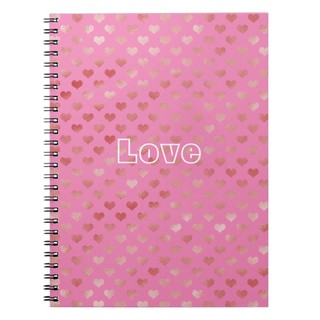 Carnet Fille rose Coeurs rouges Ombre (Devant)