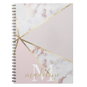 Carnet Fille Rose Gold Blush Monogramme géométrique