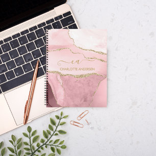 Carnet Fille Rose Gold Blush Parties scintillant rose Nom