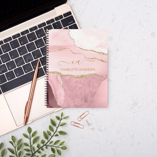 Carnet Fille Rose Gold Blush Parties scintillant rose Nom (Créateur téléchargé)