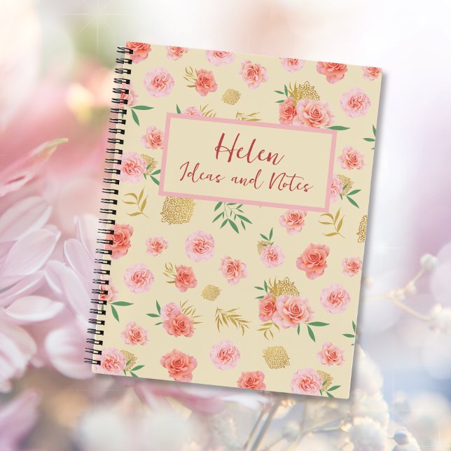Carnet Fille rose, jaune et or Floral Oriental (Créateur téléchargé)