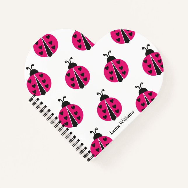 Carnet Fille rose Ladybug personnalisée (Devant)