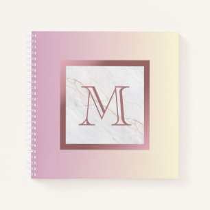 Carnet Fille Rose or Monogramme marbre rose rose Ombre