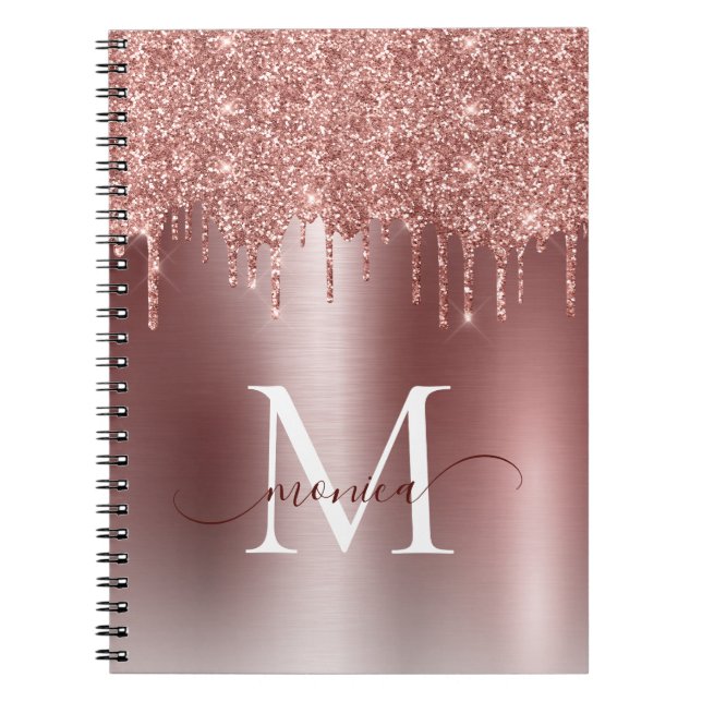 Carnet Fille Rose Parties scintillant Or Blush Ombre Nom  (Devant)