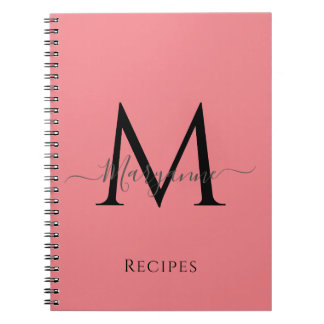 Carnet Fille rose Personnalisé Monogramme Noir