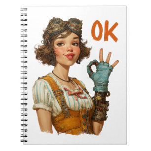 Carnet Fille Steampunk geste OK confiant
