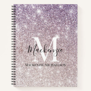 Carnet Fille violet rose ombre Parties scintillant Nom du