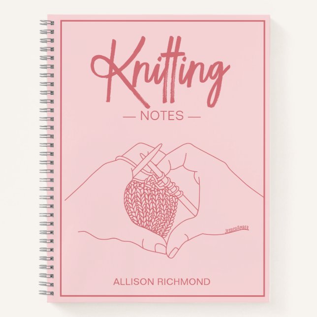 Carnet Fille Votre Nom Mains Coeur Tricot d'illustration (Devant)