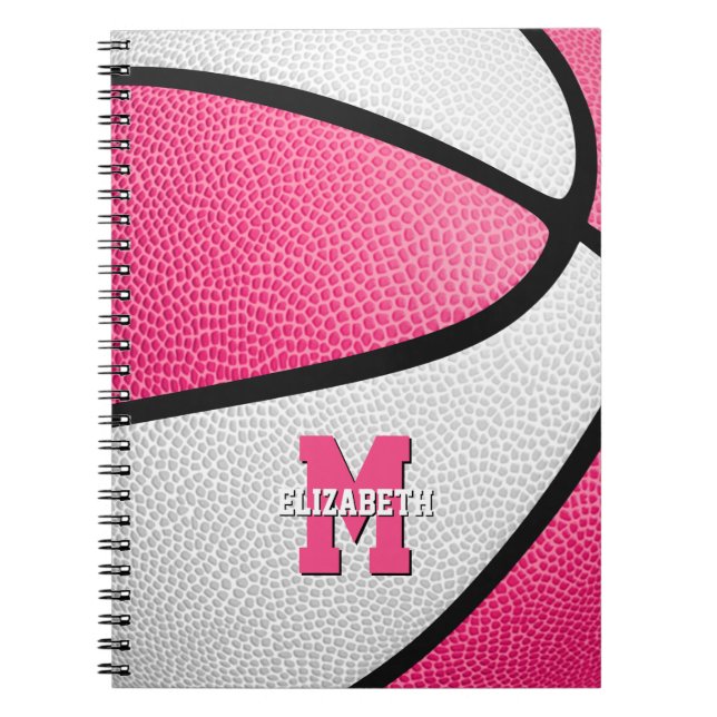 Carnet filles de basket-ball rose blanc monogrammed (Devant)