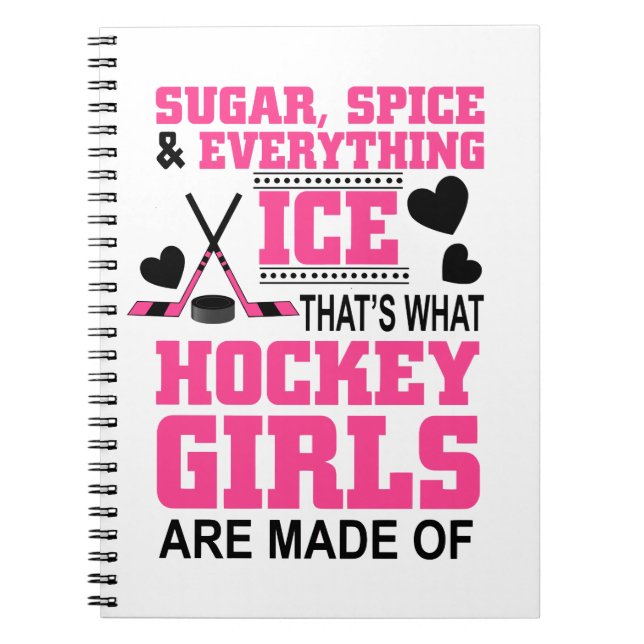 Carnet filles de hockey sur glace à sucre et à épices (Devant)