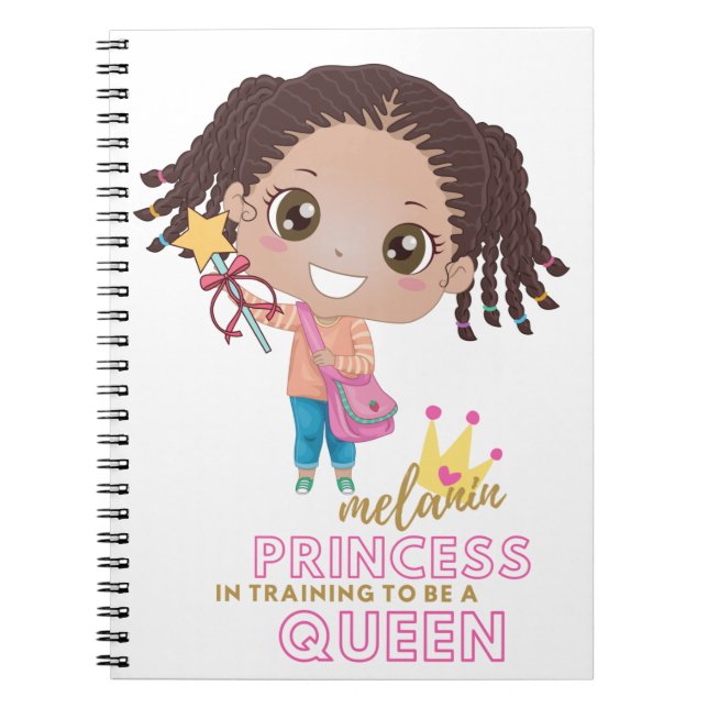 Carnet Filles MELANIN Princesse Entraînement pour être re (Devant)