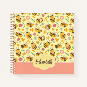 Carnet Filles mignonne Bumble Bee Printemps Floral Patter