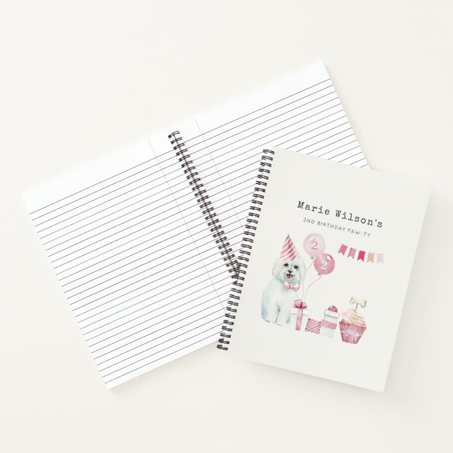 Carnet Filles mignonnes Roses Fête Chien Chien Robe N'Imp (Intérieur)