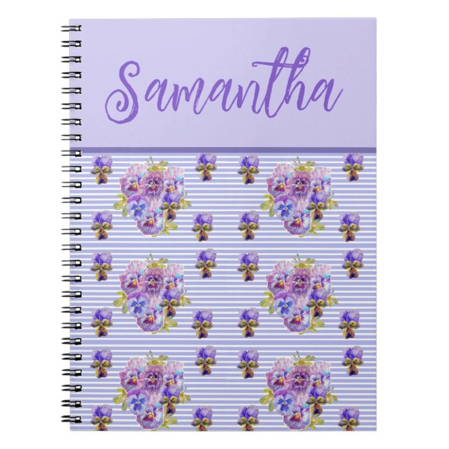 Carnet Filles Nom Viola Purple Lilac Floral Flower (Devant)