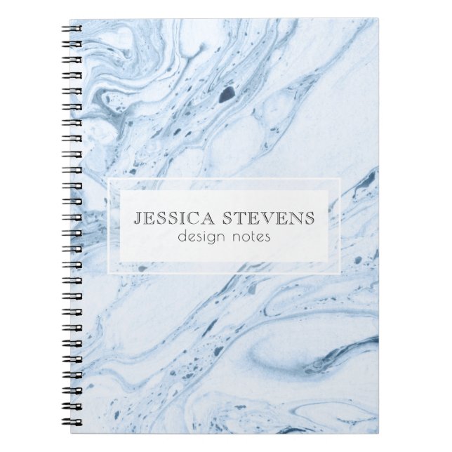 Carnet Fils de marbre moderne blanc et gris bleu (Devant)
