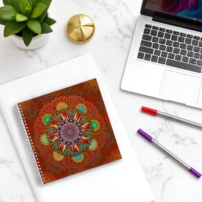 Carnet Filtre Floral Rouge de Squire Manipur Mandala (Créateur téléchargé)