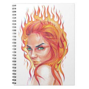 Carnet Fire Woman imaginaire surréaliste Portrait dessin 