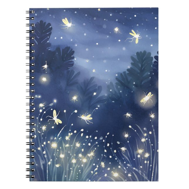 Carnet Fireflies at Night | Firefly Blue Watercolor (Devant)