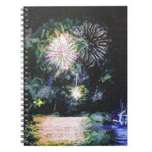 Carnet Fireworks Bateau Artsy Aquarelle Océan