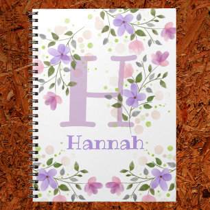 Carnet First Initial Plus Name Hannah with Flowers