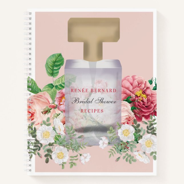 Carnet Flacon de parfum rose floral Shower de mariage rec (Devant)