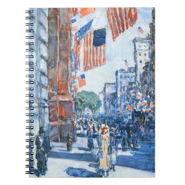 Carnet Flags Fifth Avenue par Childe Hassam, Art ancien (Devant)
